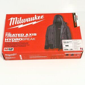 NEW Milwaukee M12 heated axis layering system w hydrobreak rain shell M open box